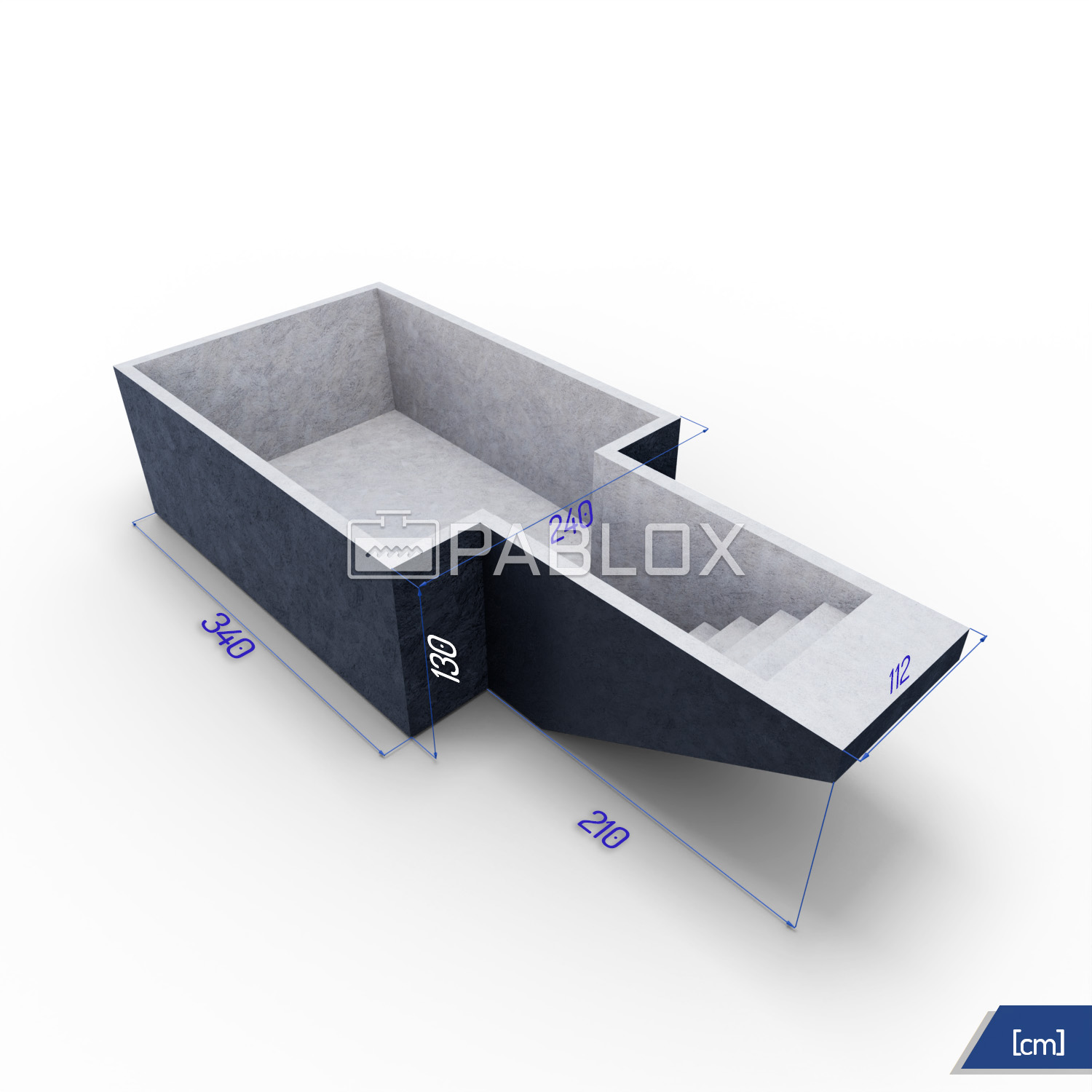 Betónový bazén 340 x 240 x 130 - schody 112
