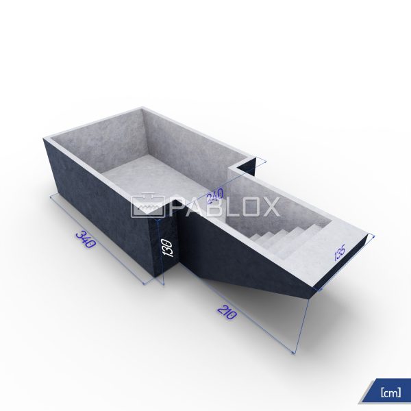Betónový bazén 340 x 240 x 130 - schody 135