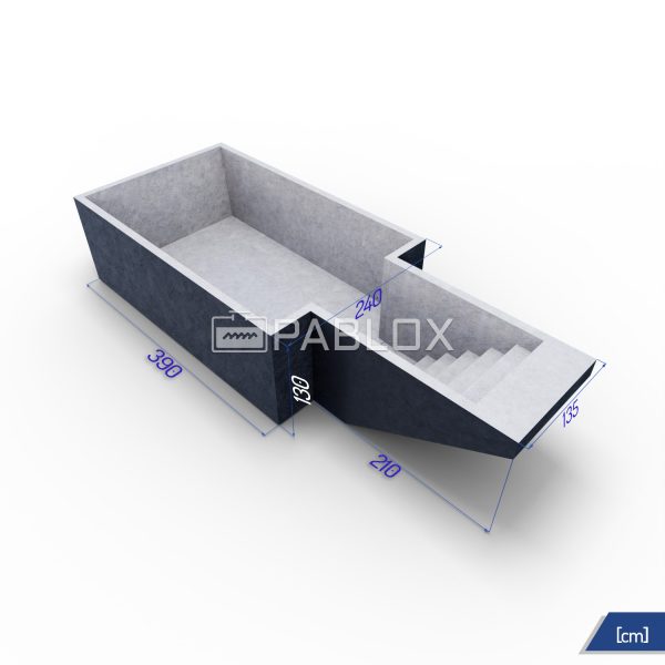 Betónový bazén 390 x 240 x 130 - schody 135
