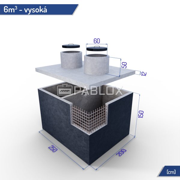 Dvojkomorová žumpa 6 m3 - vysoká
