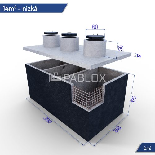 Trojkomorová žumpa 14 m3 - nízka