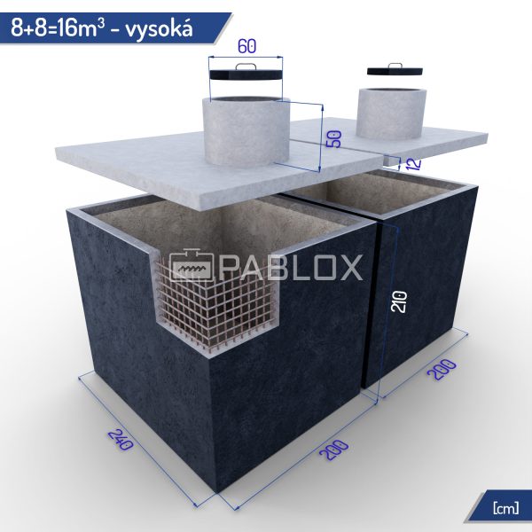 Viackomorová žumpa 16 m3 - vysoká