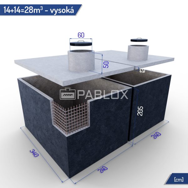 Viackomorová žumpa 28 m3 - vysoká